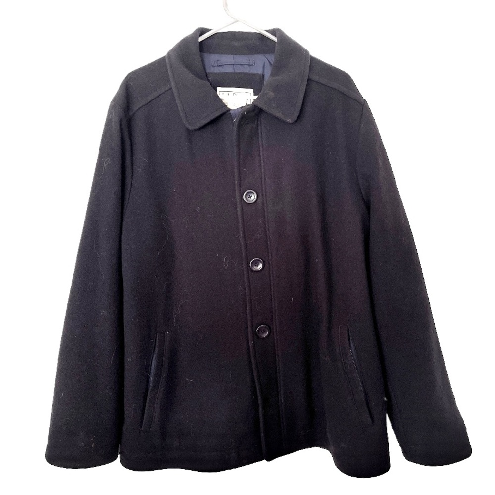 L.L. Bean Large 100% Wool Coat Navy Blue